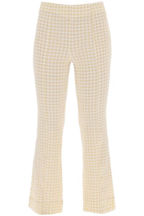 ganni flared pants with gingham motif