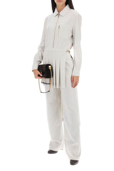 fendi wool jumpsuit with pleated panels