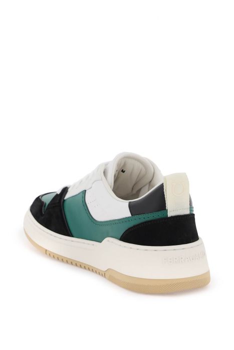 ferragamo smooth and suede leather sneakers