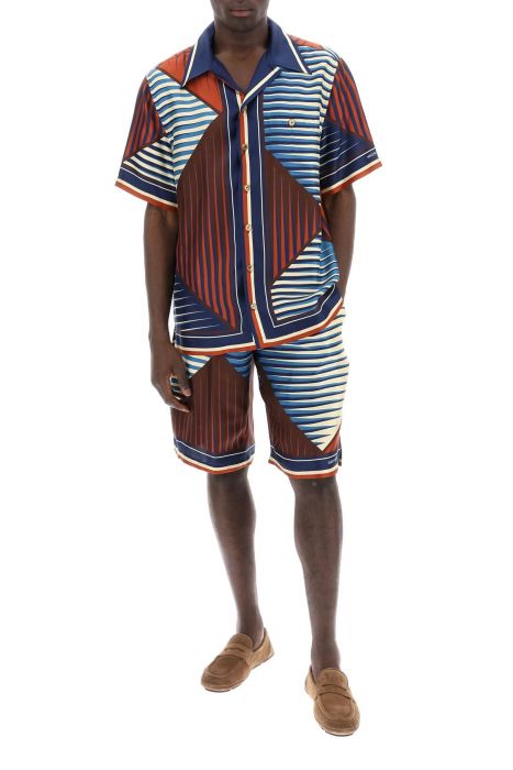 dolce & gabbana printed silk bermuda shorts set