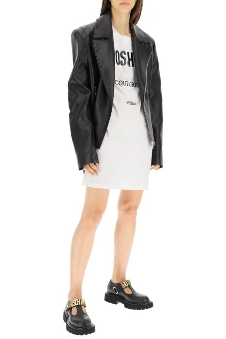 moschino vinyl logo mini t-shirt dress