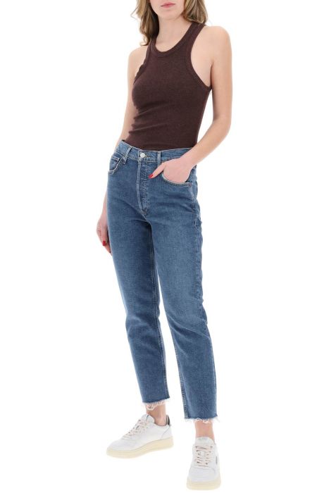 agolde jeans cropped dritti a vita alta riley