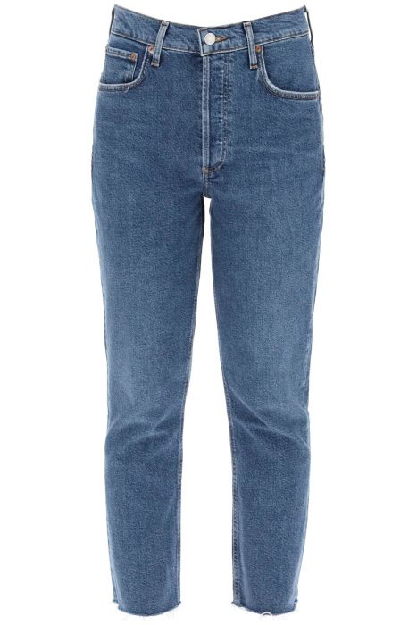agolde jeans cropped dritti a vita alta riley
