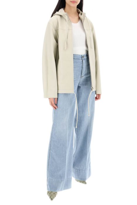 bottega veneta leather jacket with hood
