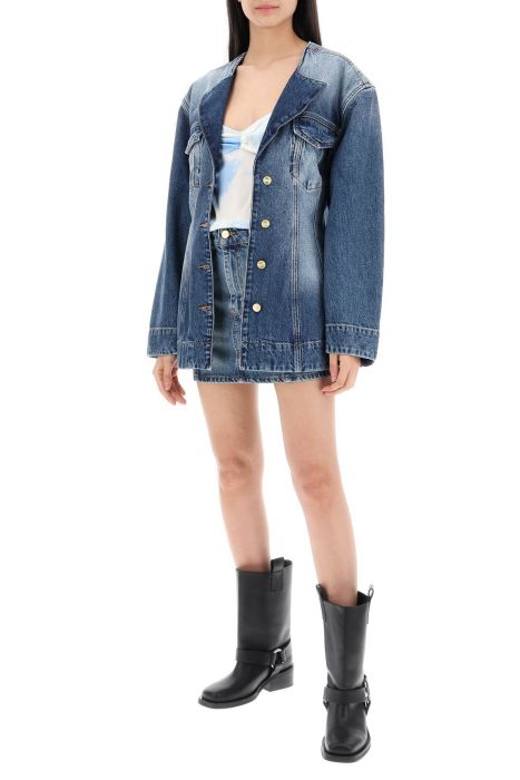 ganni "denim blazer with sparkle