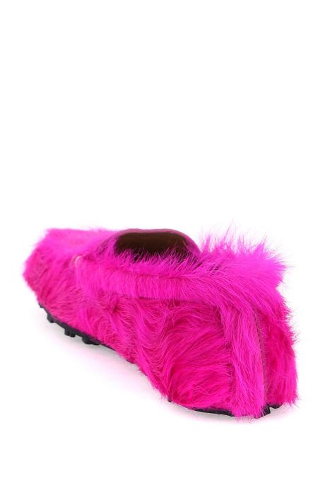 marni long-haired leather moccasins in