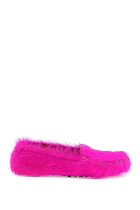 marni long-haired leather moccasins in