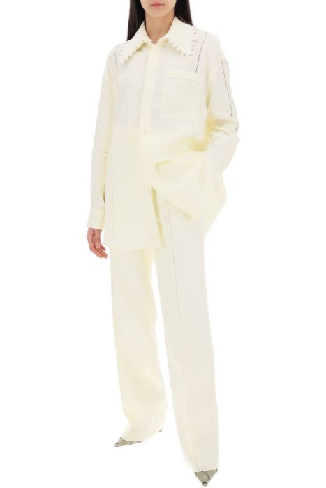 bottega veneta linen canvas trousers for men or
