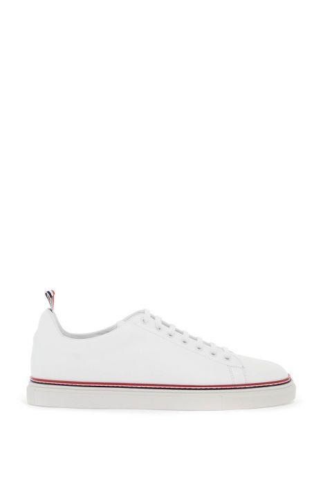 thom browne smooth leather sneakers with tricolor detail.