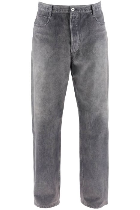bottega veneta printed suede effect denim trousers