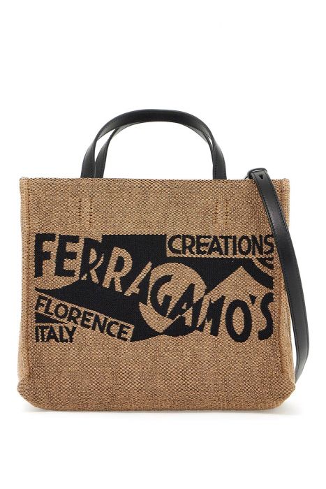 ferragamo logo printed small tote bag
