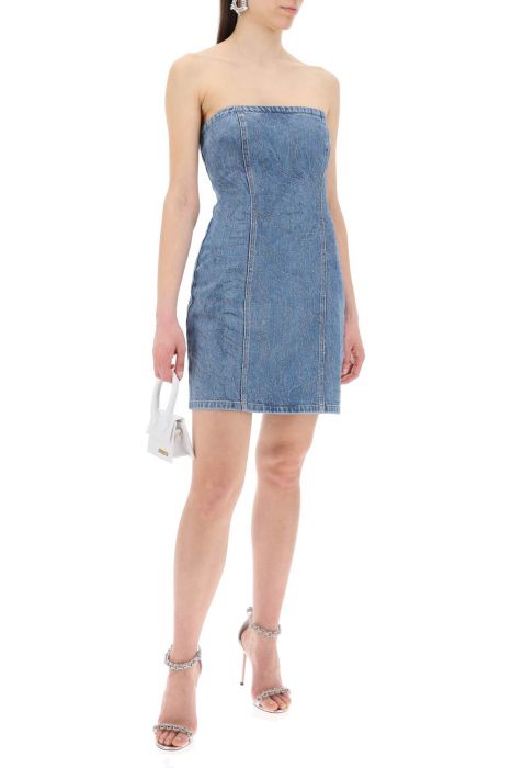 rotate denim mini dress with rhin