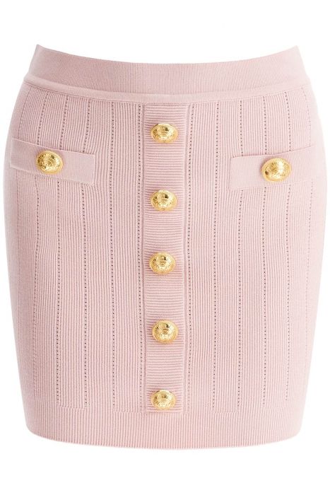 balmain knitted mini skirt with embossed buttons