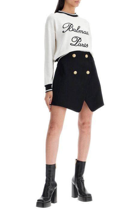 balmain "mini skirt in grain de p