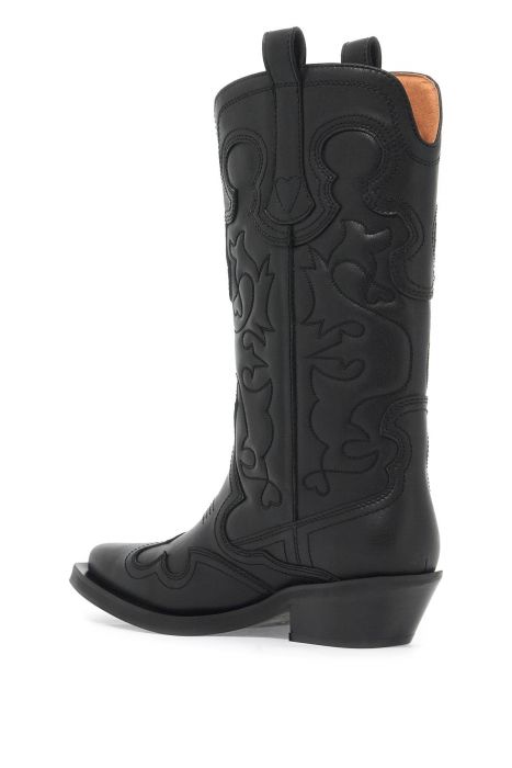 ganni embroidered western boots