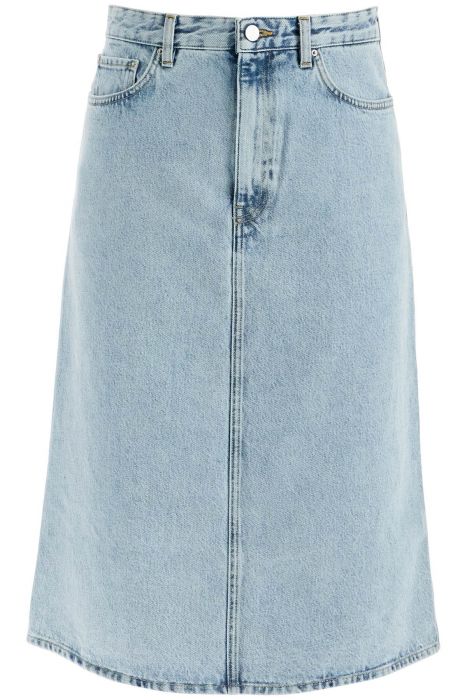 toteme denim midi skirt in seven