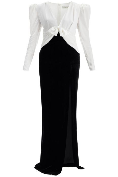 alessandra rich long silk and velvet dress