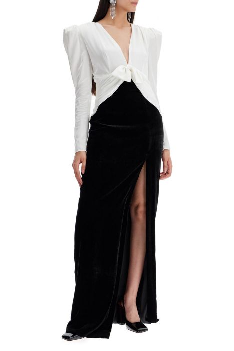 alessandra rich long silk and velvet dress