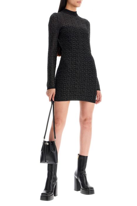 balmain lurex monogram knit mini