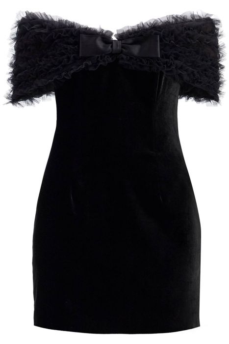 alessandra rich velvet off-shoulder mini dress