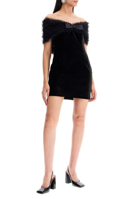 alessandra rich velvet off-shoulder mini dress