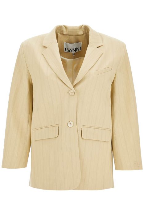 ganni striped boxy blazer