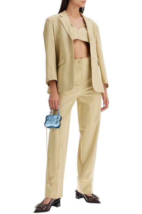 ganni striped boxy blazer