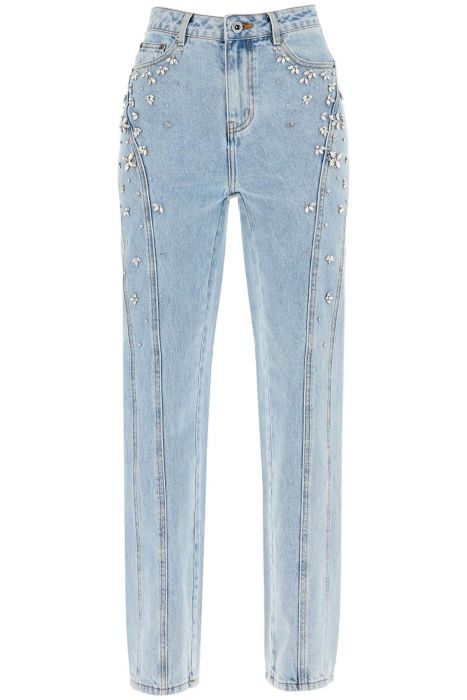 self portrait straight jeans with crystals