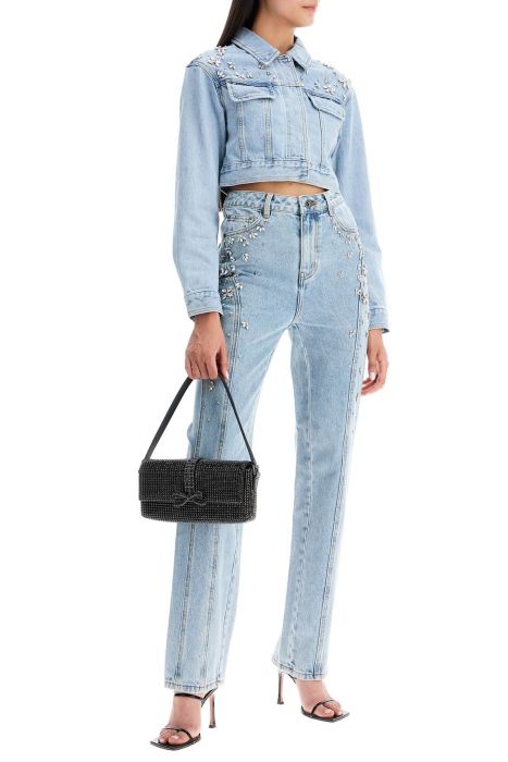 self portrait straight jeans with crystals