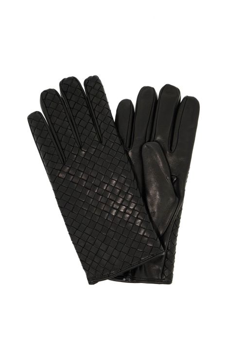 bottega veneta guanti in pelle con motivo intrecciato