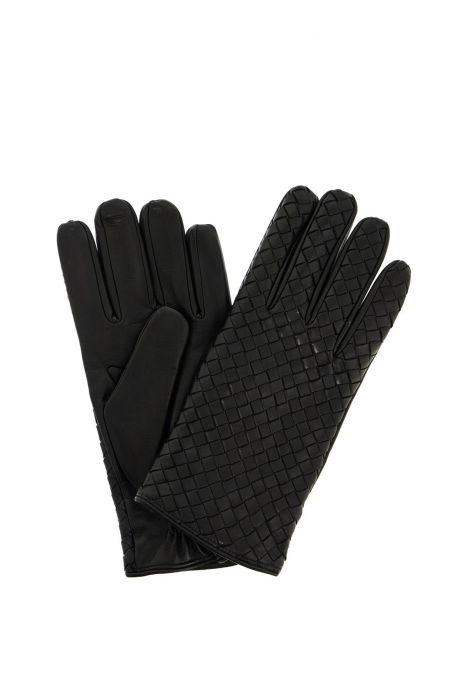 bottega veneta guanti in pelle con motivo intrecciato