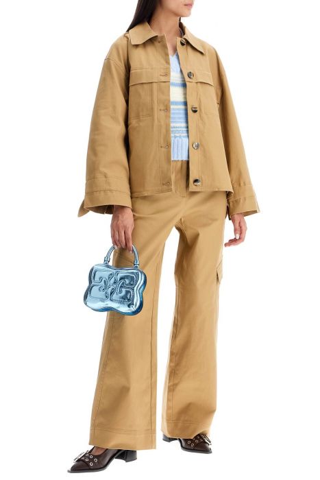 ganni checked canvas jacket with textured pattern