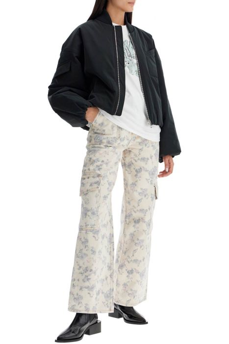 ganni printed cargo jeans with ang