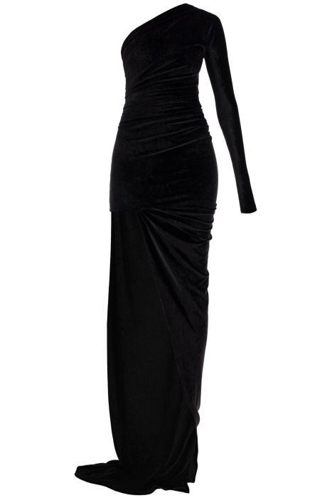 balenciaga asymmetric velvet fluid dress