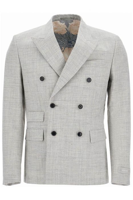 versace double-breasted wool blend blazer