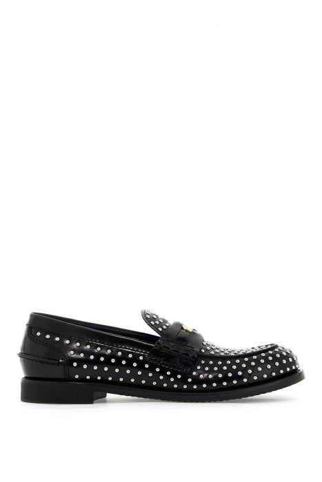 miu miu studded brushed leather penny loafers