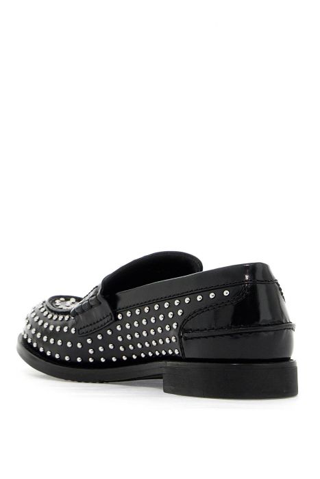 miu miu studded brushed leather penny loafers