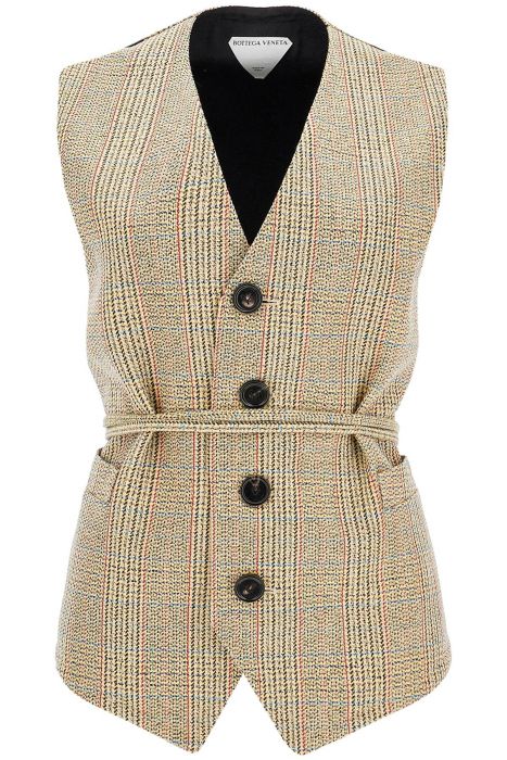 bottega veneta 'prince of wales check waistcoat with belt