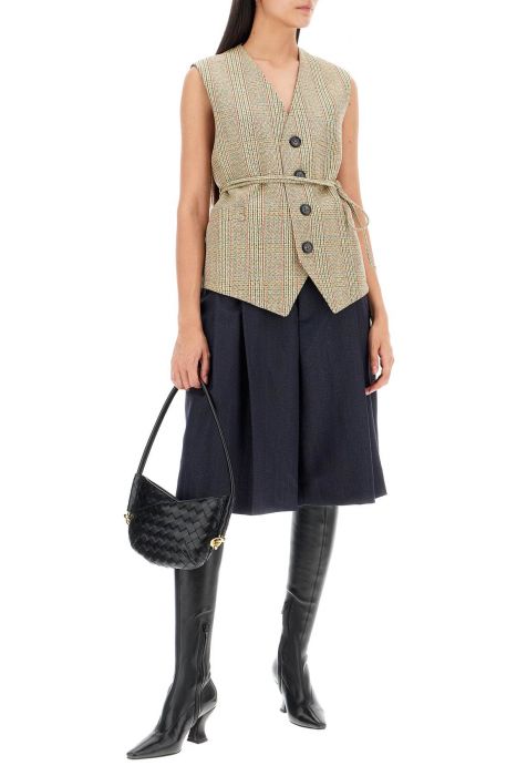 bottega veneta 'prince of wales check waistcoat with belt