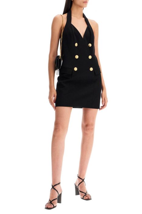 balmain halter neck mini dress with buttons