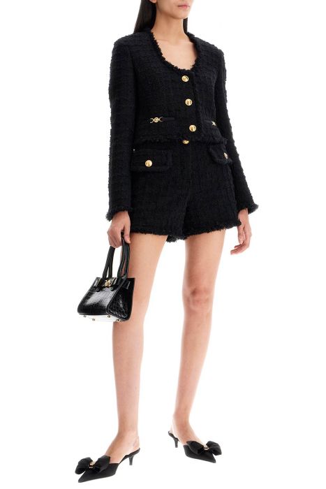 versace "heritage tweed mini shorts