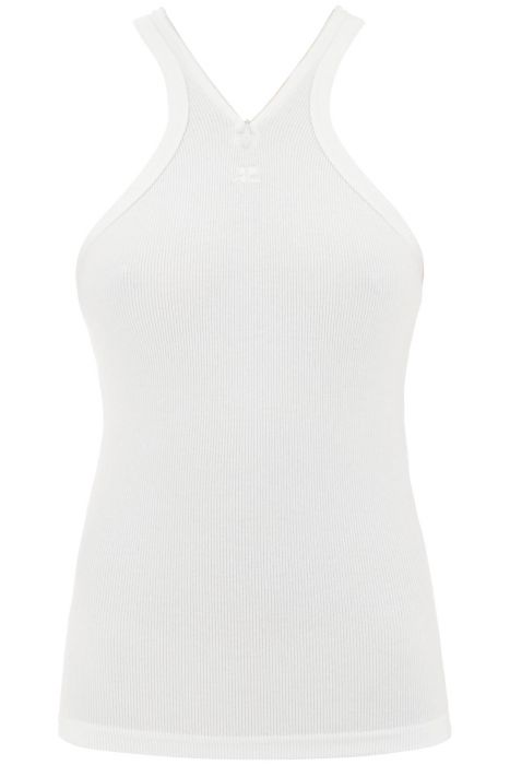 courreges ribbed tank top with zipper on the neckline
