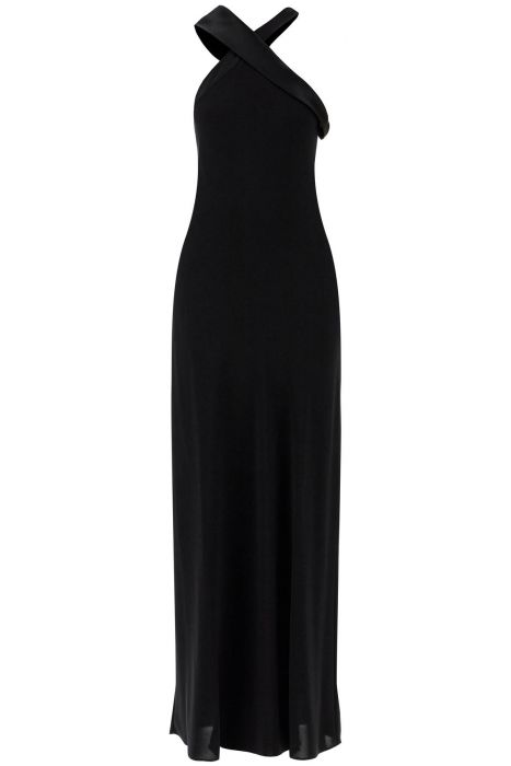 max mara studio maxi dress with satin neckline 'anta