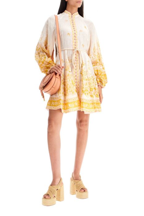 zimmermann floral linen mini dress with