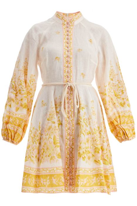 zimmermann floral linen mini dress with