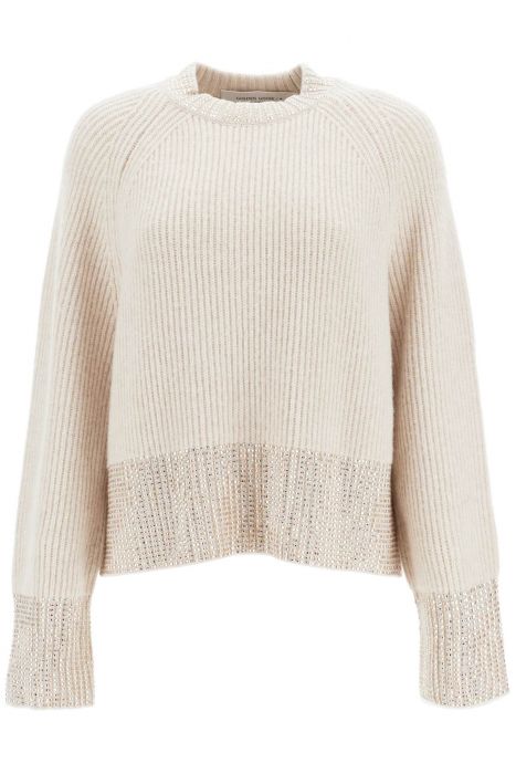 golden goose boxy sweater with crystals