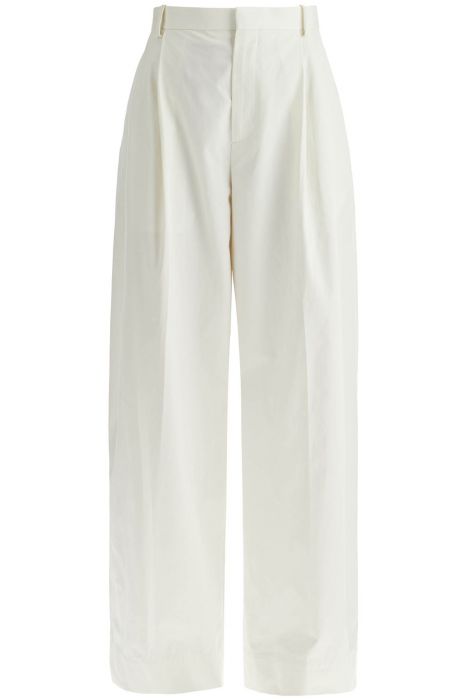 bottega veneta wide tapered leg trousers with a fl