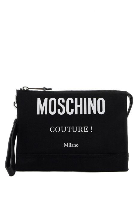 moschino nylon logo pouch with zip