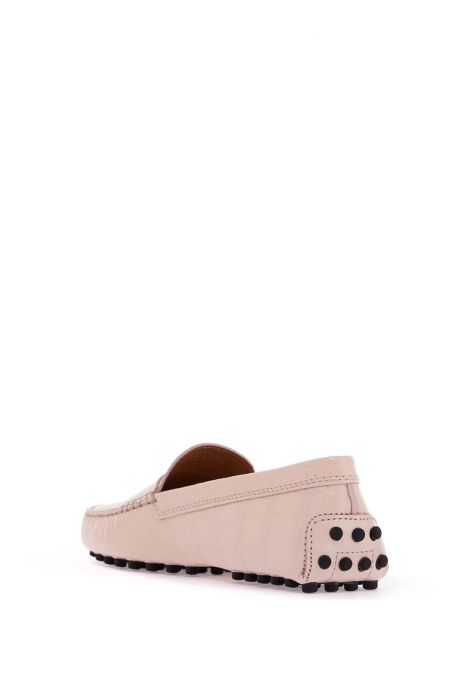 tod's crocodile print leather driving moccas