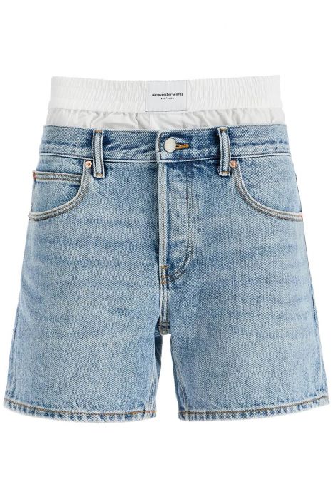 alexander wang denim shorts with boxer insert for added